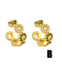 thumb Brass Cubic Zirconia Geometric Ethnic Stud Earring 1