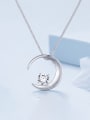 thumb 925 Sterling Silver Cubic Zirconia Moon Minimalist Necklace 3