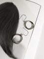 thumb 925 Sterling Silver Hollow Round Minimalist Hook Earring 0