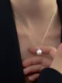 thumb 925 Sterling Silver Imitation Pearl Round Minimalist Necklace 1