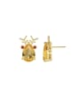 thumb Brass Cubic Zirconia Deer Minimalist Stud Earring 0