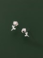 thumb 925 Sterling Silver Imitation Pearl Flower Vintage Stud Earring 2