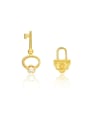 thumb 925 Sterling Silver With Gold Plated Personality Key Lock Asymmetry Stud Earrings 0
