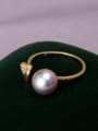 thumb Brass Freshwater Pearl Heart Vintage Band Ring 3