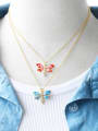 thumb Brass Enamel Dragonfly Trend Necklace 1