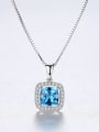 thumb 925 Sterling Silver Cubic Zirconia simple Square Pendant Necklace 2