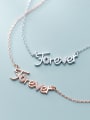 thumb 925 Sterling Silver Rhinestone White Letter Cute Necklace 2