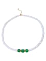 thumb Brass Freshwater Pearl Round Vintage Beaded Necklace 0