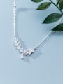 thumb 925 Sterling Silver Cubic Zirconia  Leaf Dainty Pendant Necklace 1