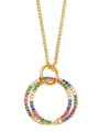 thumb Brass Cubic Zirconia  Minimalist Rainbow Round Pendant  Necklace 1