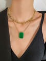 thumb Brass Glass stone  Luxury GeometricEarring and Necklace Set 2