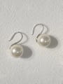 thumb 925 Sterling Silver Imitation Pearl Ball Minimalist Hook Earring 2