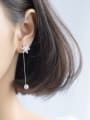 thumb 925 Sterling Silver Cubic Zirconia  Asymmetrical  Flower Dainty Drop Earring 1