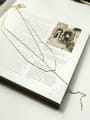 thumb 925 Sterling Silver Tassel Minimalist Double Lip Chain Beaded Necklace 0