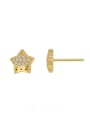thumb Brass Cubic Zirconia Pentagram Minimalist Stud Earring 0