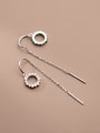 thumb 925 Sterling Silver Cubic Zirconia Round Minimalist Threader Earring 3
