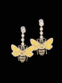 thumb Brass Cubic Zirconia Enamel Butterfly Luxury Drop Earring 1