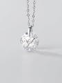 thumb 925 Sterling Silver Minimalist   Round Cubic Zirconia  Fox Pendant Necklace 1