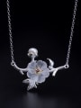 thumb 925 Sterling Silver Crystal Flower Vintage Necklace 1