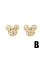 thumb Brass Cubic Zirconia Bear Cute Stud Earring 2