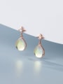 thumb 925 Sterling Silver Glass Stone Water Drop Minimalist Drop Earring 1