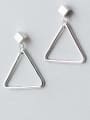 thumb 925 Sterling Silver Hollow Triangle Minimalist Drop Earring 0