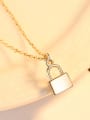 thumb 925 Sterling Silver Simple fashion glossy lock pendant Necklace 3
