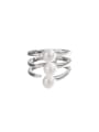 thumb 925 Sterling Silver Imitation Pearl  Minimalist Multilayer lines Stackable Ring 0