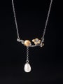 thumb 925 Sterling Silver Imitation Pearl Ladybird  Flower Vintage Tassel Necklace 0