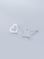 thumb 925 Sterling Silver With Platinum Plated Cute  Hollow Heart Stud Earrings 3