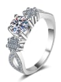 thumb Sterling Silver Moissanite White Geometric Dainty Engagement Rings 3