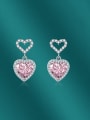 thumb Brass Cubic Zirconia Heart Dainty Cluster Earring 2