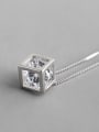 thumb 925 sterling silver simple Hollow  cube Necklace 3