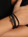 thumb Stainless steel Artificial Leather Weave Hip Hop Strand Bracelet 1
