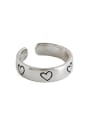 thumb 925 Sterling Silver With Platinum Plated Simplistic Heart Free Size Rings 0