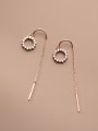 thumb 925 Sterling Silver Cubic Zirconia Round Minimalist Threader Earring 4