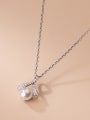 thumb 925 Sterling Silver Imitation Pearl Triangle Minimalist Necklace 3