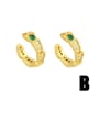 thumb Brass Cubic Zirconia Snake Vintage Stud Earring 1