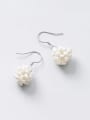 thumb 925 Sterling Silver Freshwater Pearl Round Minimalist Hook Earring 3
