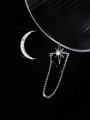 thumb 925 Sterling Silver Cubic Zirconia  Minimalist  Asymmetry Moon tassel  Earring 2