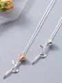 thumb 925 Sterling Silver Minimalist two-color rose flower pendant Necklace 1