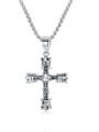 thumb Titanium Steel Rhinestone Cross Vintage Regligious Necklace 4