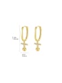 thumb Brass Cubic Zirconia Cross Minimalist Huggie Earring 2