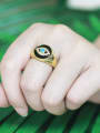thumb Brass Enamel Cubic Zirconia Evil Eye Vintage Band Ring 1