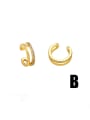 thumb Brass Cubic Zirconia Geometric Vintage Clip Earring 3