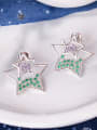 thumb Brass Cubic Zirconia Five-pointed star Luxury Stud Earring 1