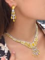 thumb Brass Cubic Zirconia Luxury Water Drop Earring and Necklace Set 1