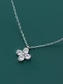 thumb 925 Sterling Silver Minimalist Cubic Zirconia  Flower  Necklace 1