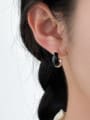 thumb 925 Sterling Silver Enamel Moon C Shape Vintage Stud Earring 1