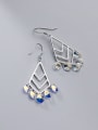 thumb 925 Sterling Silver Cubic Zirconia Triangle Bohemia Hook Earring 3